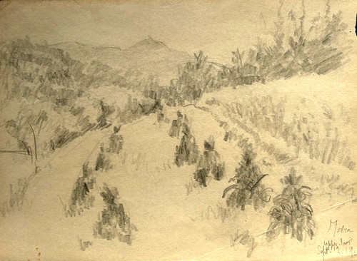 Disegno matita montagna con - a,